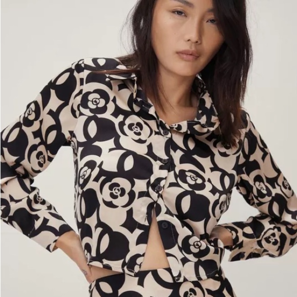 Nasty Gal Retro Floral Print Coord Shirt